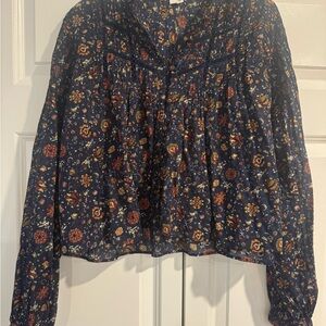 Veronica Beard Black Smocked Blouse with Peter Pan Collar